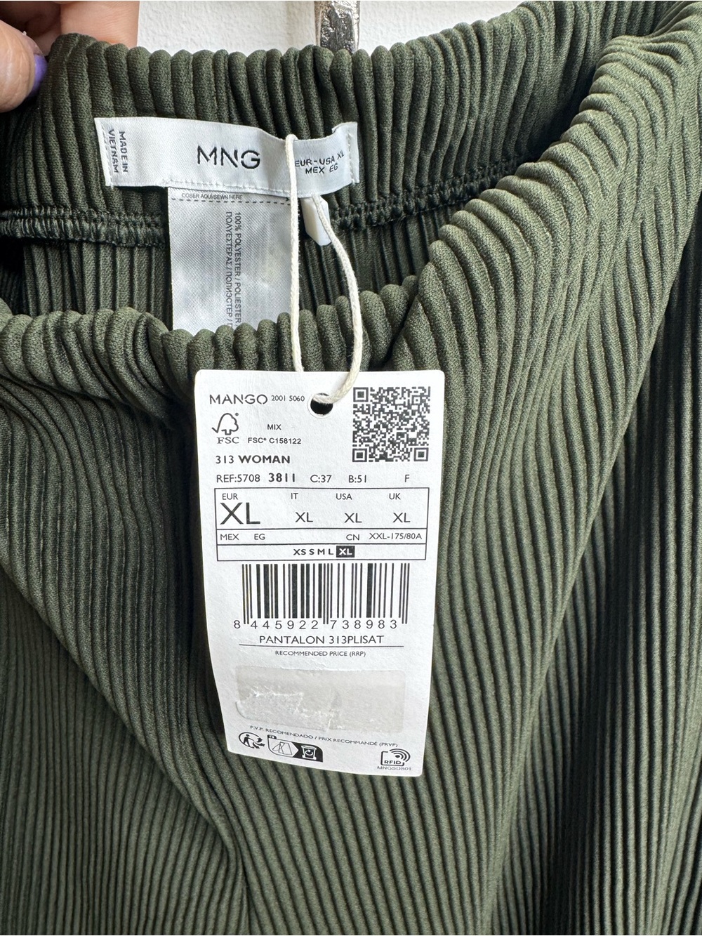 Mango Olive Green Ribbed Pants - Picture 3 of 3